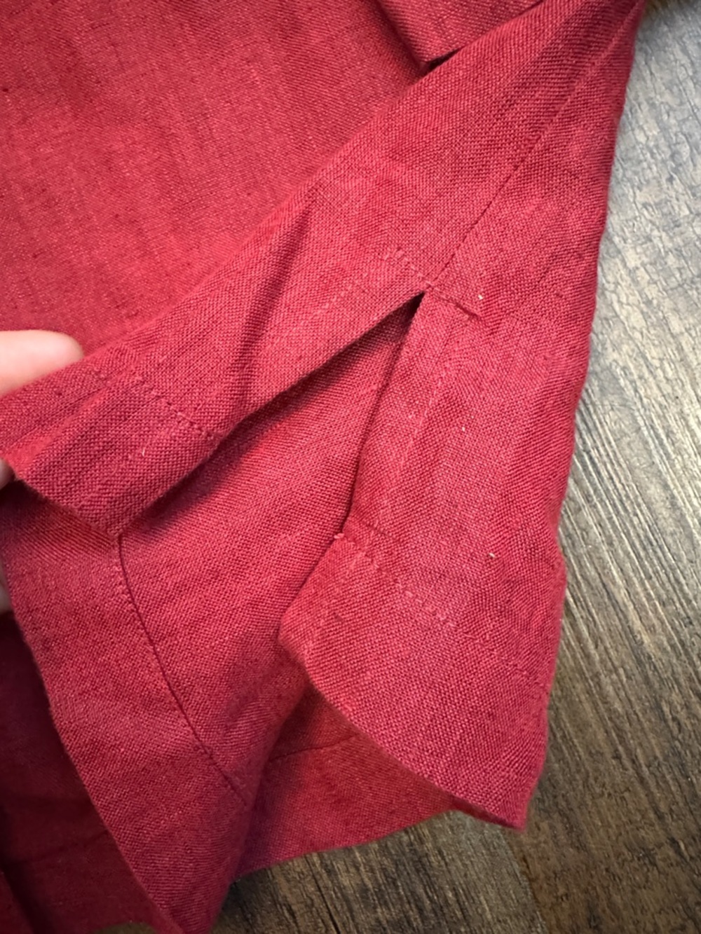 dressbarn burgundy 100% Linen-Blend Button Down Shirt - Picture 3 of 10
